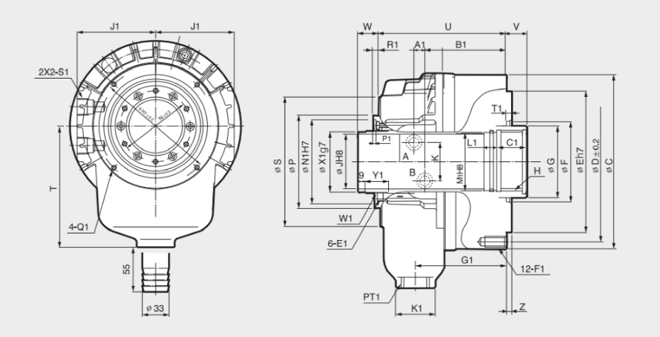 短體長沖程中空回轉油缸