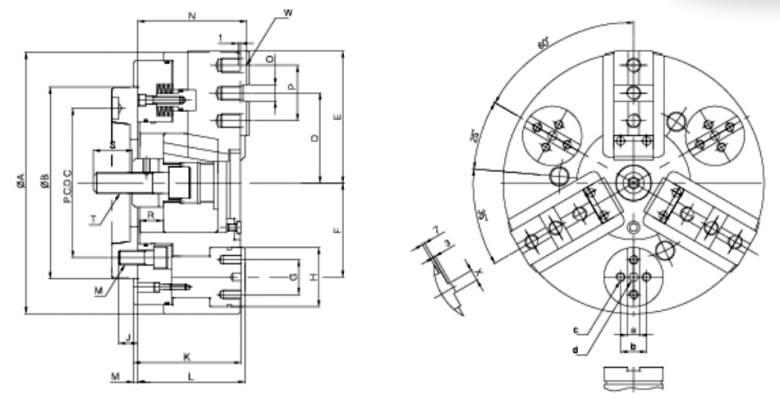 外徑用三爪后拉卡盤(pán)圖紙