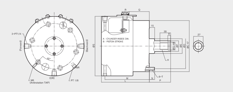 超薄型中實(shí)液壓缸