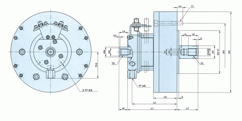 瑞巖中實(shí)回轉(zhuǎn)油缸圖紙
