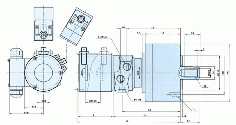 瑞巖中實(shí)回轉(zhuǎn)油缸_帶接近開(kāi)關(guān)圖紙