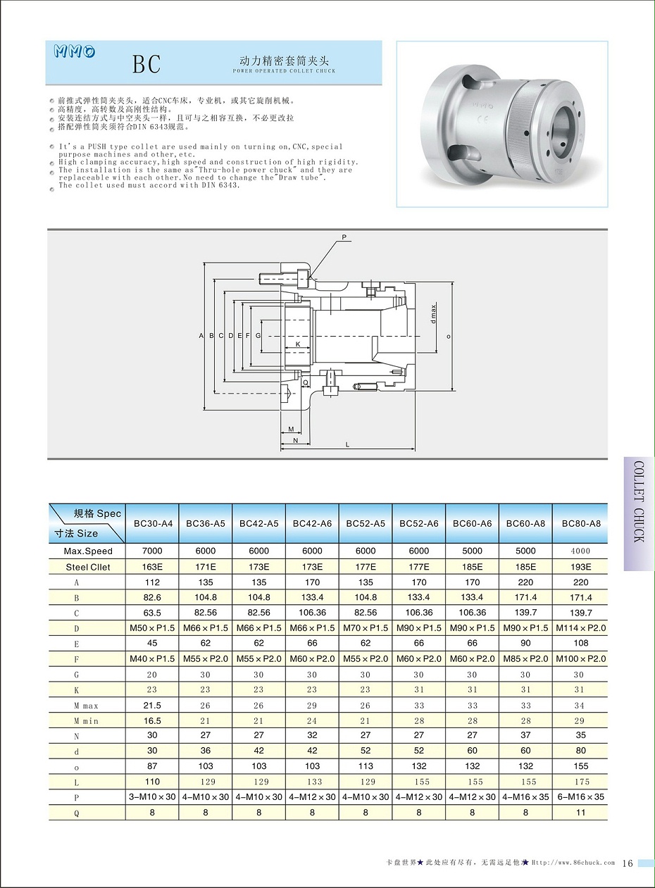 MMO前推式筒夾夾頭BC系列