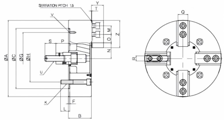 瑞巖中空長(zhǎng)行程三爪卡盤圖紙
