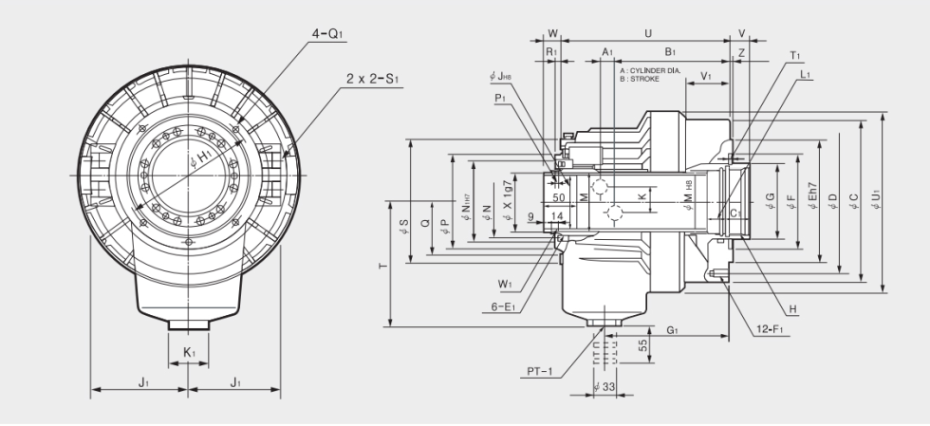 韓國(guó)三千里中空長(zhǎng)行程回轉(zhuǎn)油缸